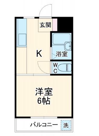 カブリオレ(1K/2階)の間取り写真
