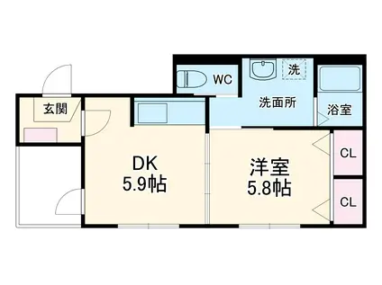 PORT TERRACE(1DK/1階)の間取り写真