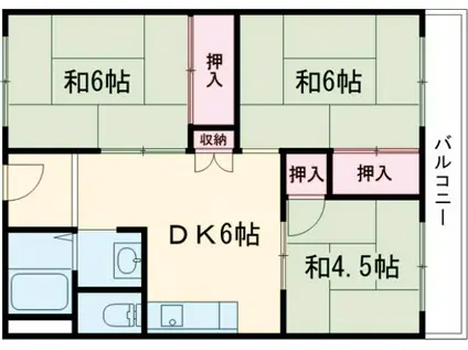 ユーハイツアヤメA棟(3DK/2階)の間取り写真