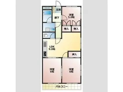 エクセレンス原 A棟(2LDK/3階)の間取り写真