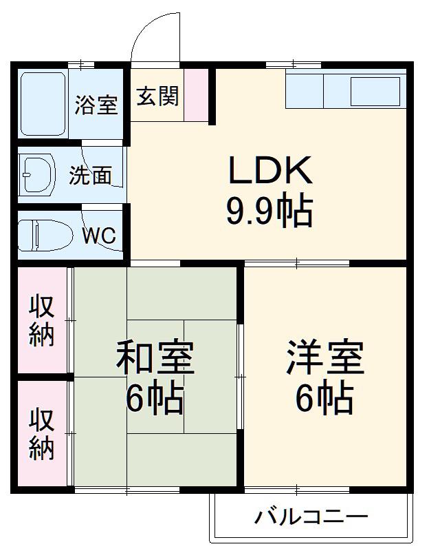 メゾンしいの木(2LDK/2階)の間取り写真
