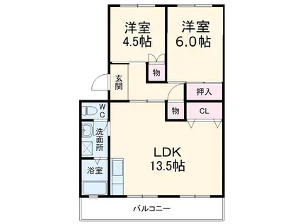 サンシャイン美合Ⅱ(2LDK/2階)の間取り写真