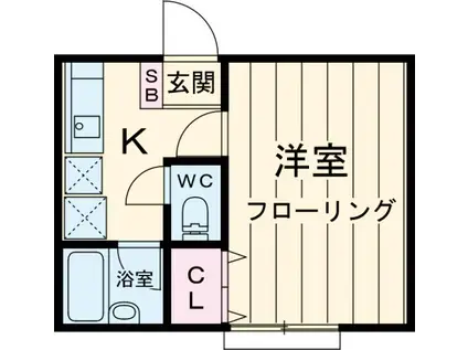 バーナルヒルズⅡB(1K/1階)の間取り写真