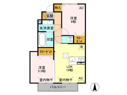 さくらさく(2LDK/1階)の間取り写真