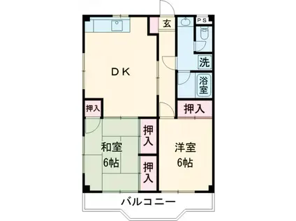 鯉坂ハイツ(2DK/2階)の間取り写真