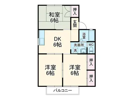 シャンボール泉Ⅱ(3DK/2階)の間取り写真