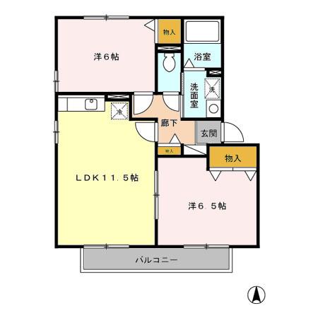 セジュールMOE A(2LDK/2階)の間取り写真