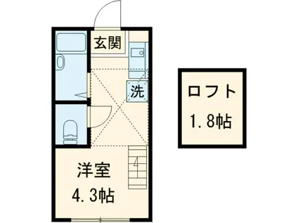 マーベラス国分寺本多(ワンルーム/1階)の間取り写真