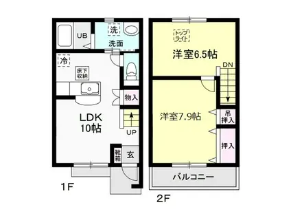 キャステルタウン　ハイム　Ⅲ(2LDK)の間取り写真