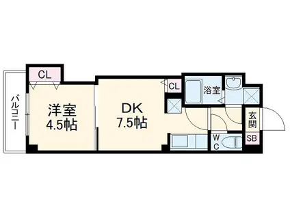 カイテキースⅣ(1DK/3階)の間取り写真