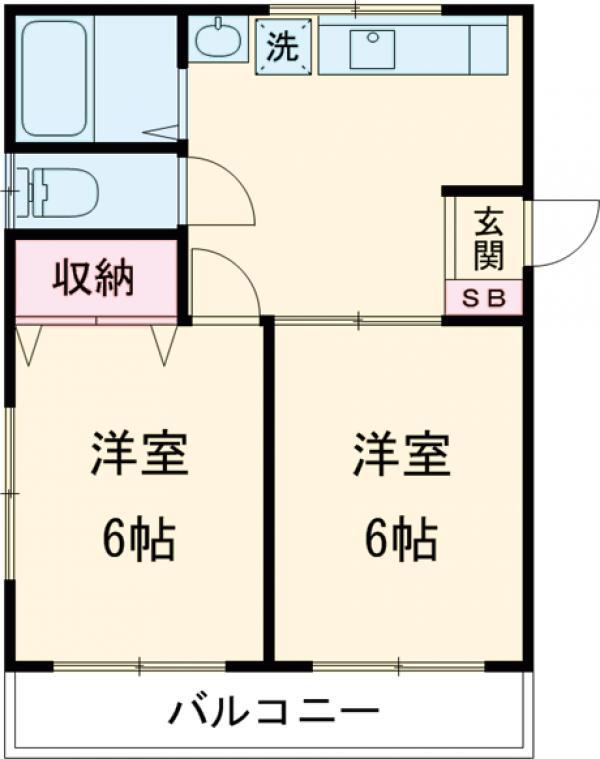 藤パークハイツⅡ(2DK/2階)の間取り写真