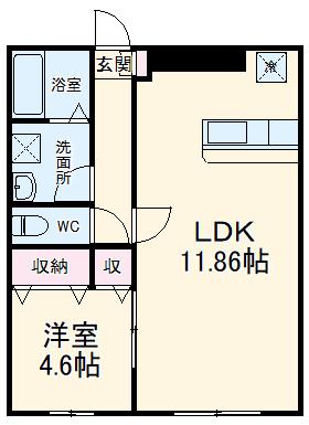 フルセイル下溝(1LDK/1階)の間取り写真