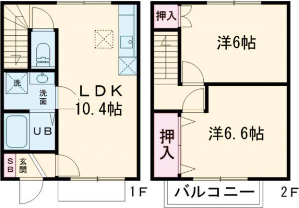 常磐線 神立駅 徒歩77分 2階建 築12年(2LDK)の間取り写真