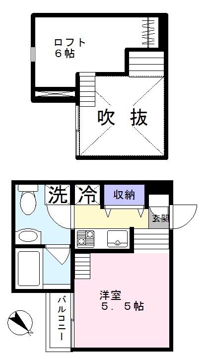 SPADE(1K/2階)の間取り写真