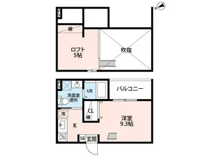 LUCIE鳴海(ワンルーム/2階)の間取り写真