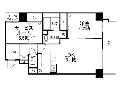 HORIEIZUMO ホリエ出雲(2LDK/2階)の間取り写真