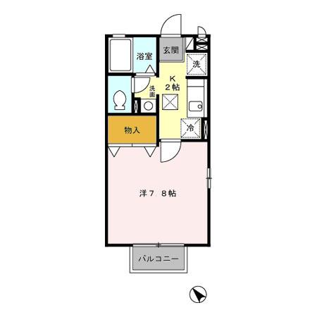 ベルハイム(1K/1階)の間取り写真