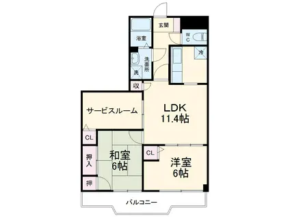 リラティヴ北浦和(2SLDK/4階)の間取り写真