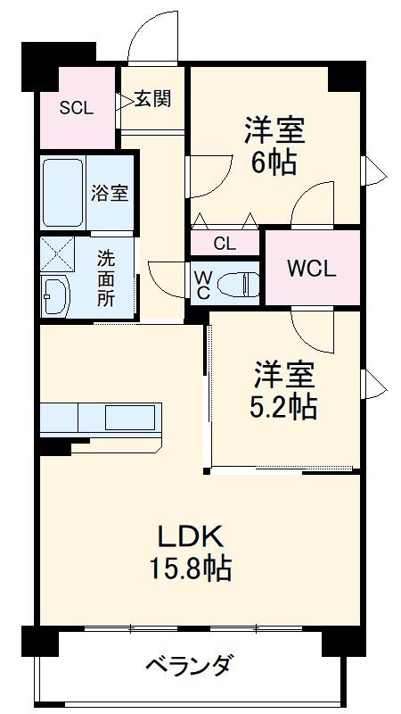 コートレージュⅢ(2LDK/1階)の間取り写真