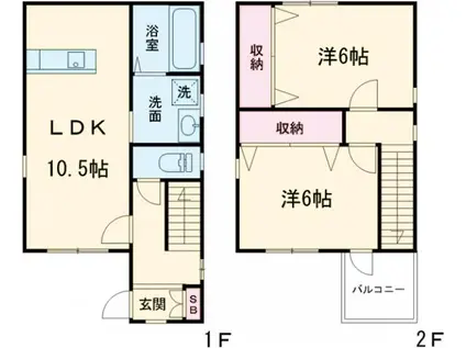 東北本線 宇都宮駅 徒歩12分 2階建 築13年(2LDK)の間取り写真
