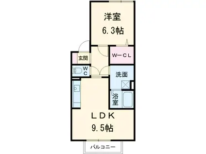 サンパティーク(1LDK/1階)の間取り写真