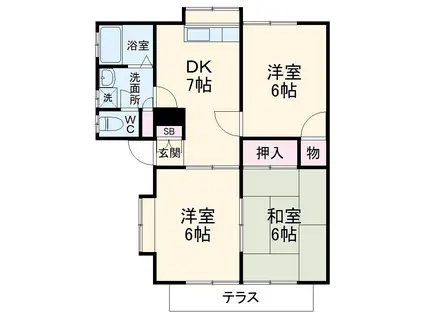 身延線 国母駅 徒歩4分 1階建 築37年(3DK)の間取り写真