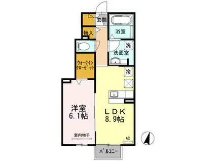 プランドール鳴尾(1LDK/1階)の間取り写真