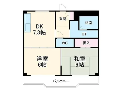 ル・ミエール上の山(2DK/2階)の間取り写真
