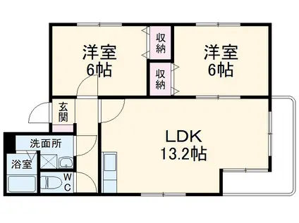エテルナパル2001(2LDK/1階)の間取り写真