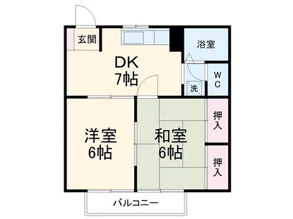 ファミール中島(2DK/1階)の間取り写真