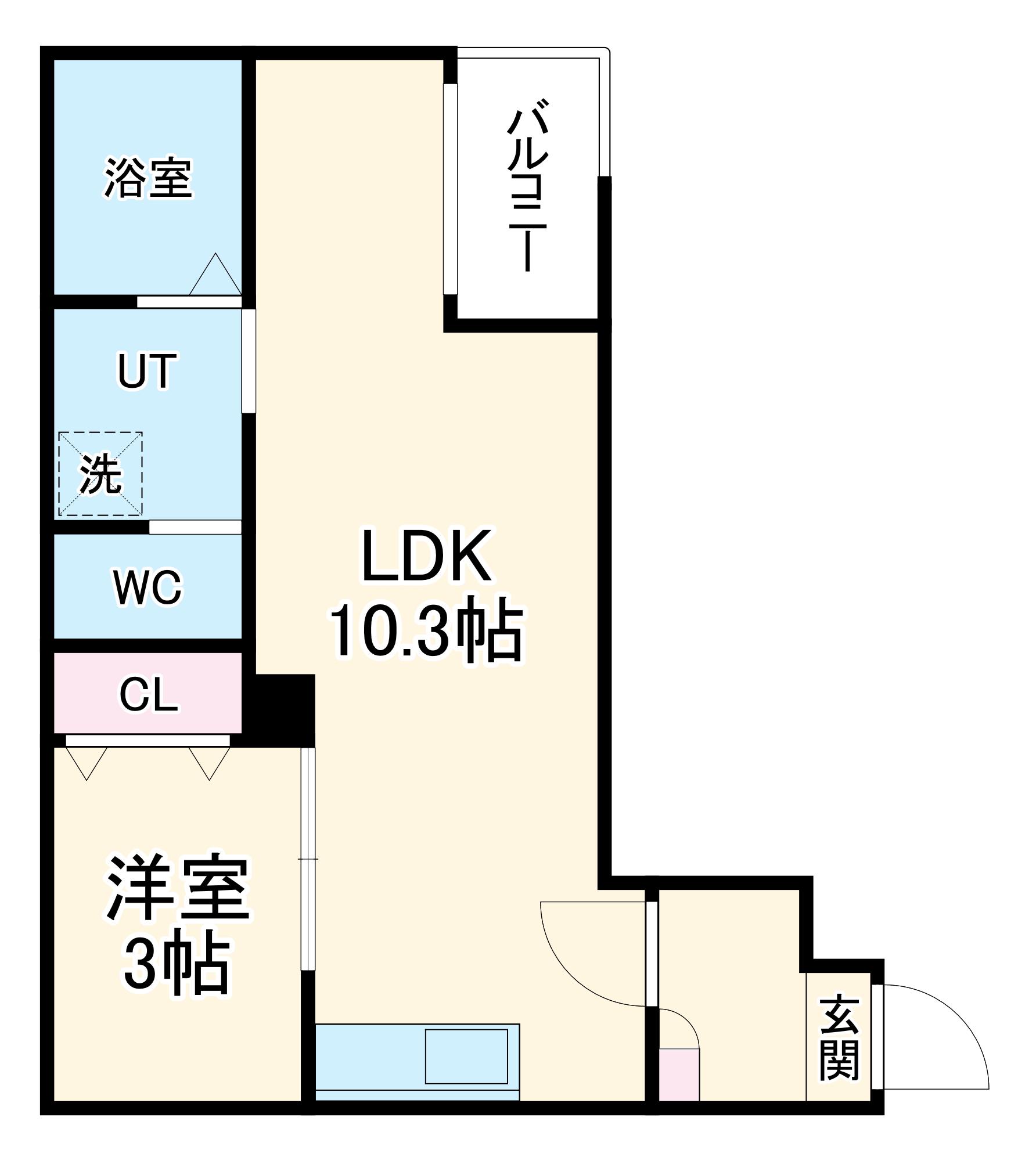 WARREN KANNONⅠ(1LDK/1階)の間取り写真