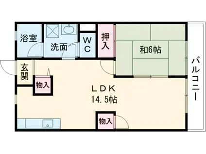 ウエストヒルパートII(1LDK/2階)の間取り写真