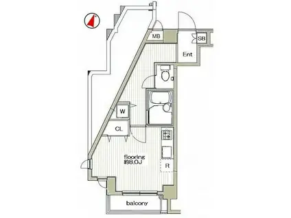 グランヴァン東中野Ⅱ(ワンルーム/6階)の間取り写真