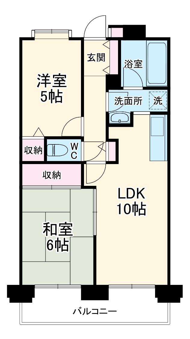 ミレニアム北浦和 B棟(2LDK/5階)の間取り写真