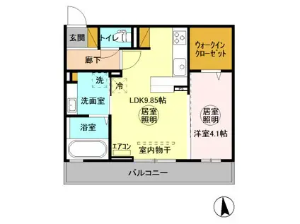 ドルフ文京 A(1LDK/2階)の間取り写真