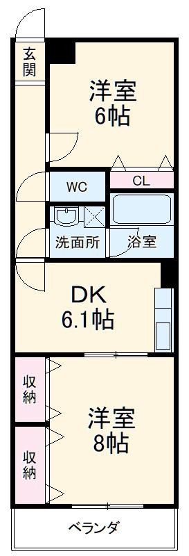 レージュ道徳(2DK/3階)の間取り写真