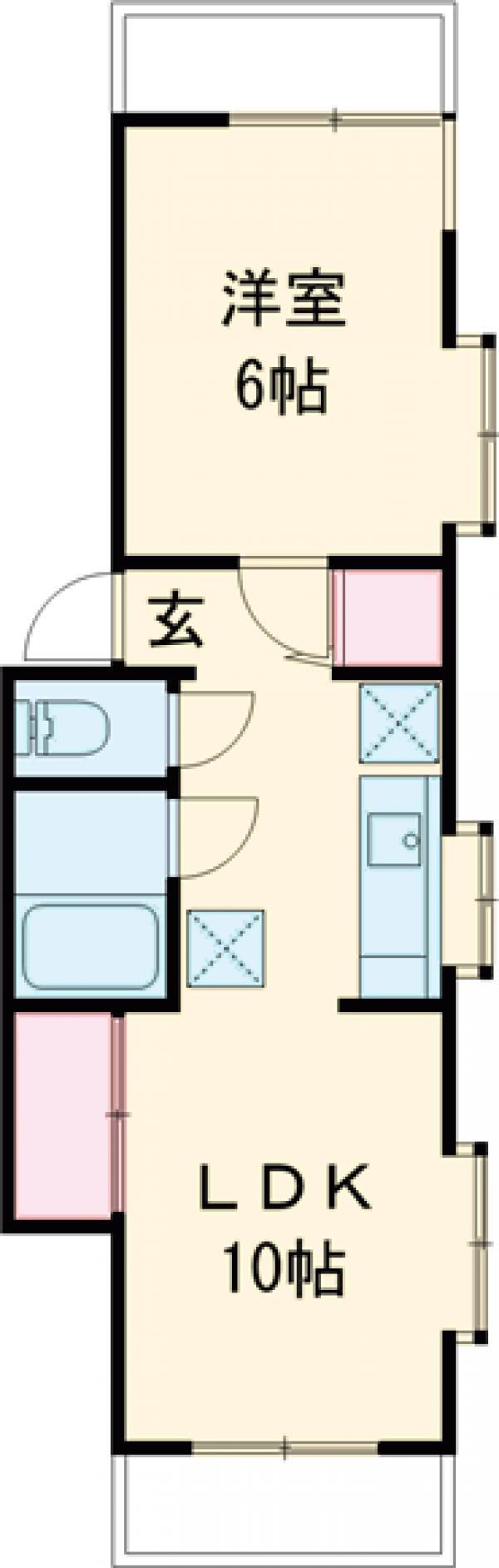天神コーポ(1LDK/3階)の間取り写真
