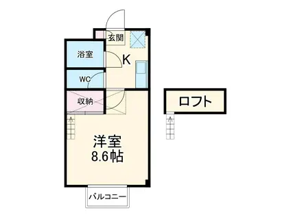 プレイスM(1K/2階)の間取り写真
