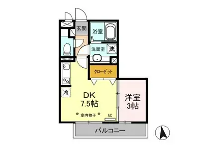 エピナールE(1DK/3階)の間取り写真