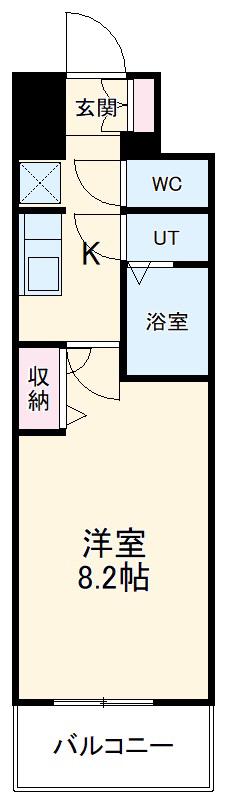 ディアレイシャス浅間町(1K/9階)の間取り写真