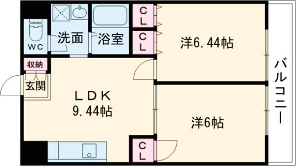 マンション桂(2LDK/1階)の間取り写真