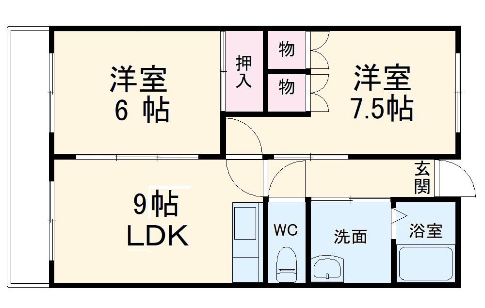 サン・イースト東草深(2LDK/2階)の間取り写真