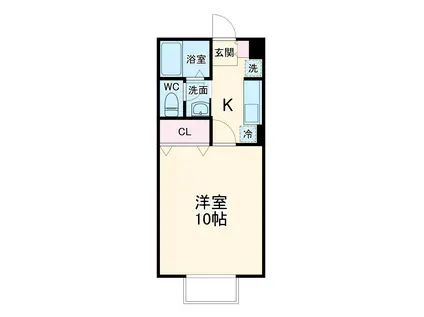 シャトル宮地352(1K/1階)の間取り写真