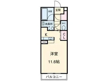 エスポワール(ワンルーム/2階)の間取り写真
