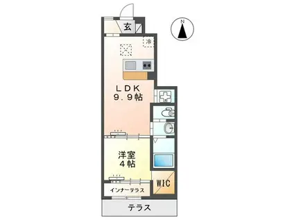 ツインズライズ(1LDK/1階)の間取り写真