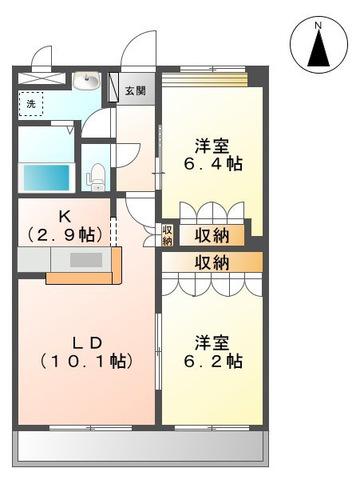 ヴァン パイン コートB棟(2LDK/2階)の間取り写真