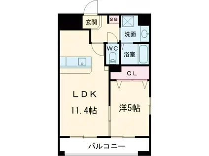 LIBTH博多駅南Ⅱ(1LDK/13階)の間取り写真