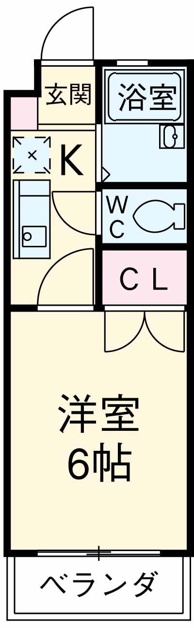 ビバリーハウス萩丘A(1K/2階)の間取り写真