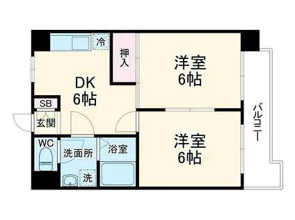 アメニティ豊(2DK/2階)の間取り写真