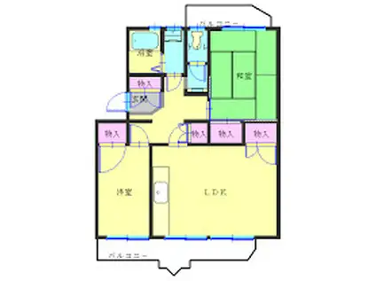 エレガンス門池(2LDK/4階)の間取り写真